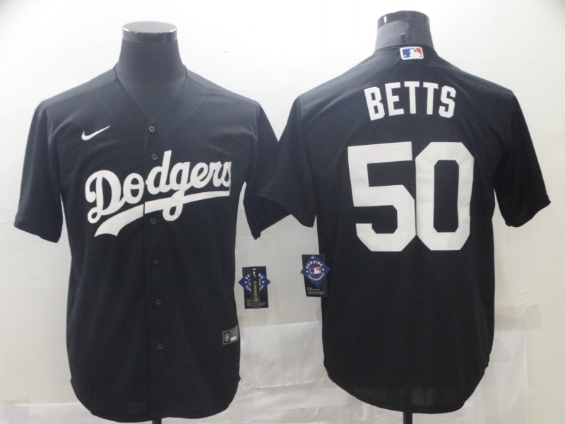 Men Los Angeles Dodgers #50 Betts Black Game 2021 Nike MLB Jersey